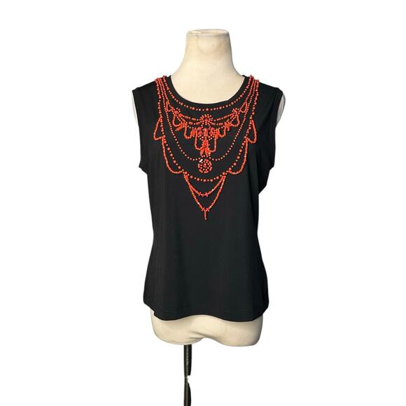 Taifun black orange beads embellishments sleeveless top size Medium - Picture 12 of 12